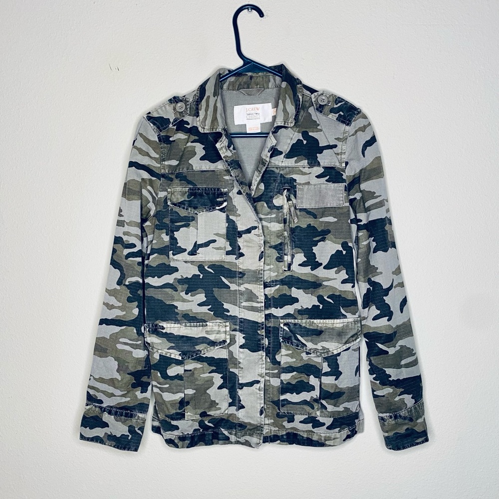 J. Crew Women's Camouflage Utility Jacket in Olive & Gray